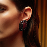 Ninon Square Black Crystal Silver Earrings