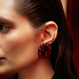 Ninon Oval Red Crystal Silver Earrings