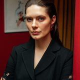 Ninon Oval Red Crystal Silver Earrings